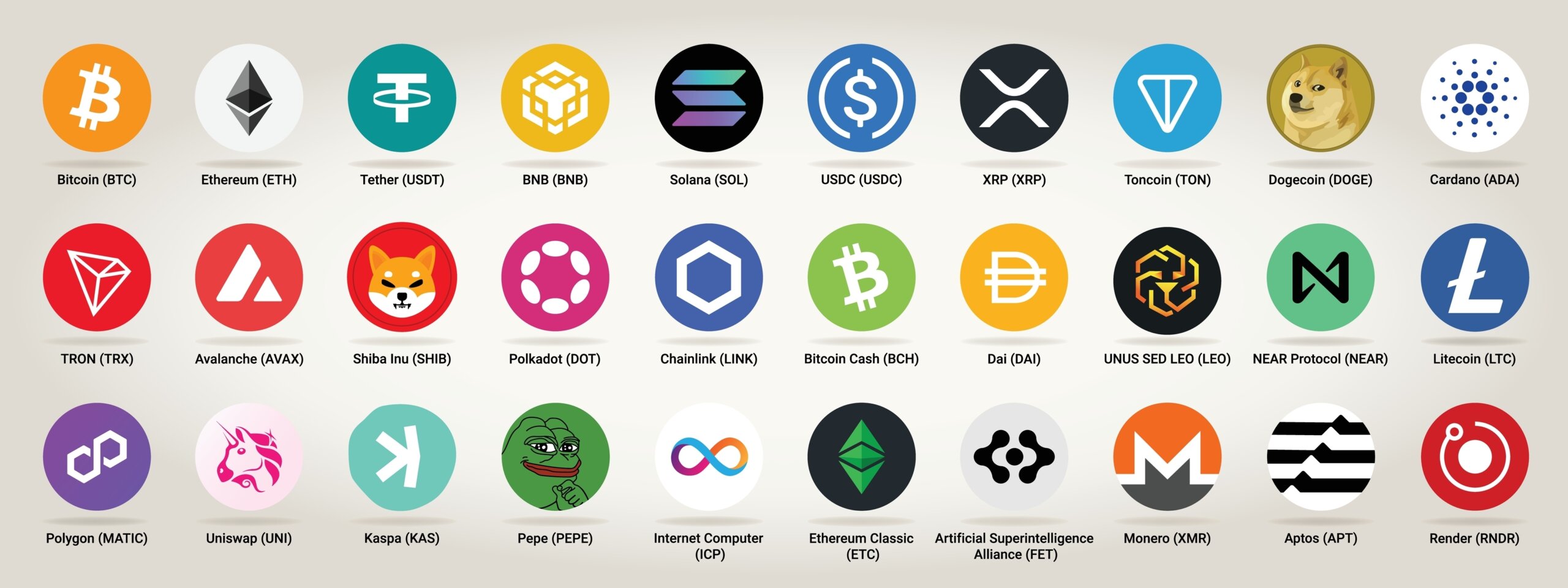 Cryptocurrency,Logos,And,Symbols:,Set,Of,Cryptocurrency,Token,Icons.,Op